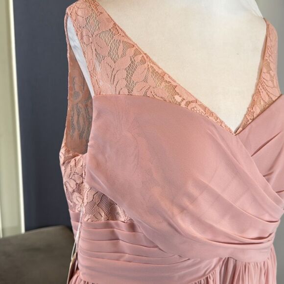 Women’s Pink Chiffon Full Length Mother of Bride Bridesmaid Formal Dress 16 NWT - Picture 7 of 11